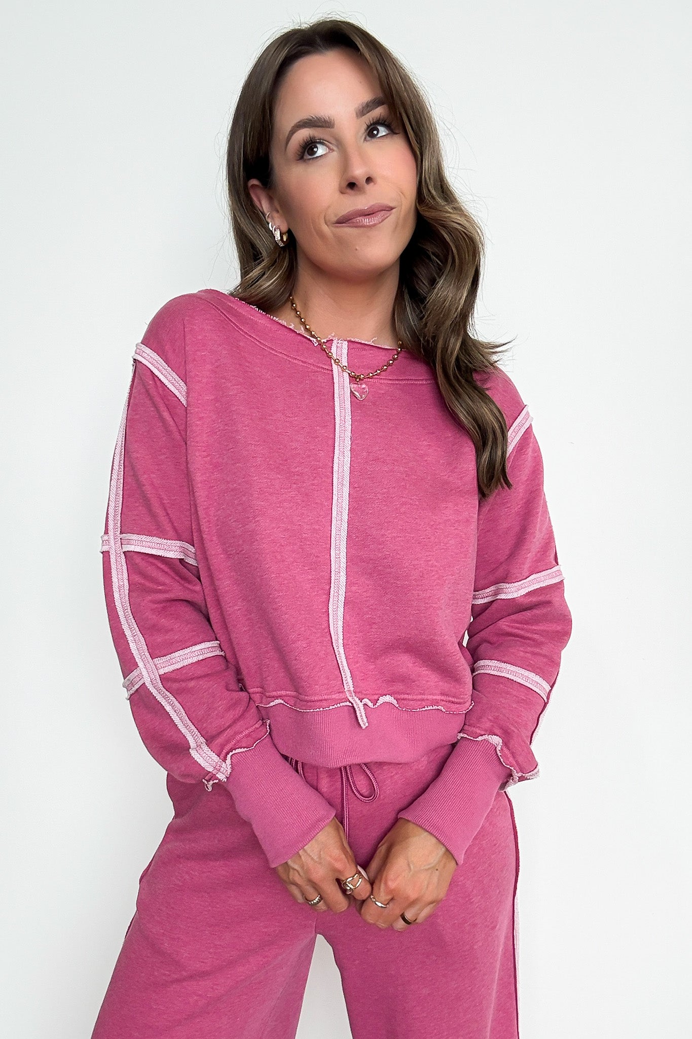 Movie Marathon Contrast Seam Pullover - Madison and Mallory