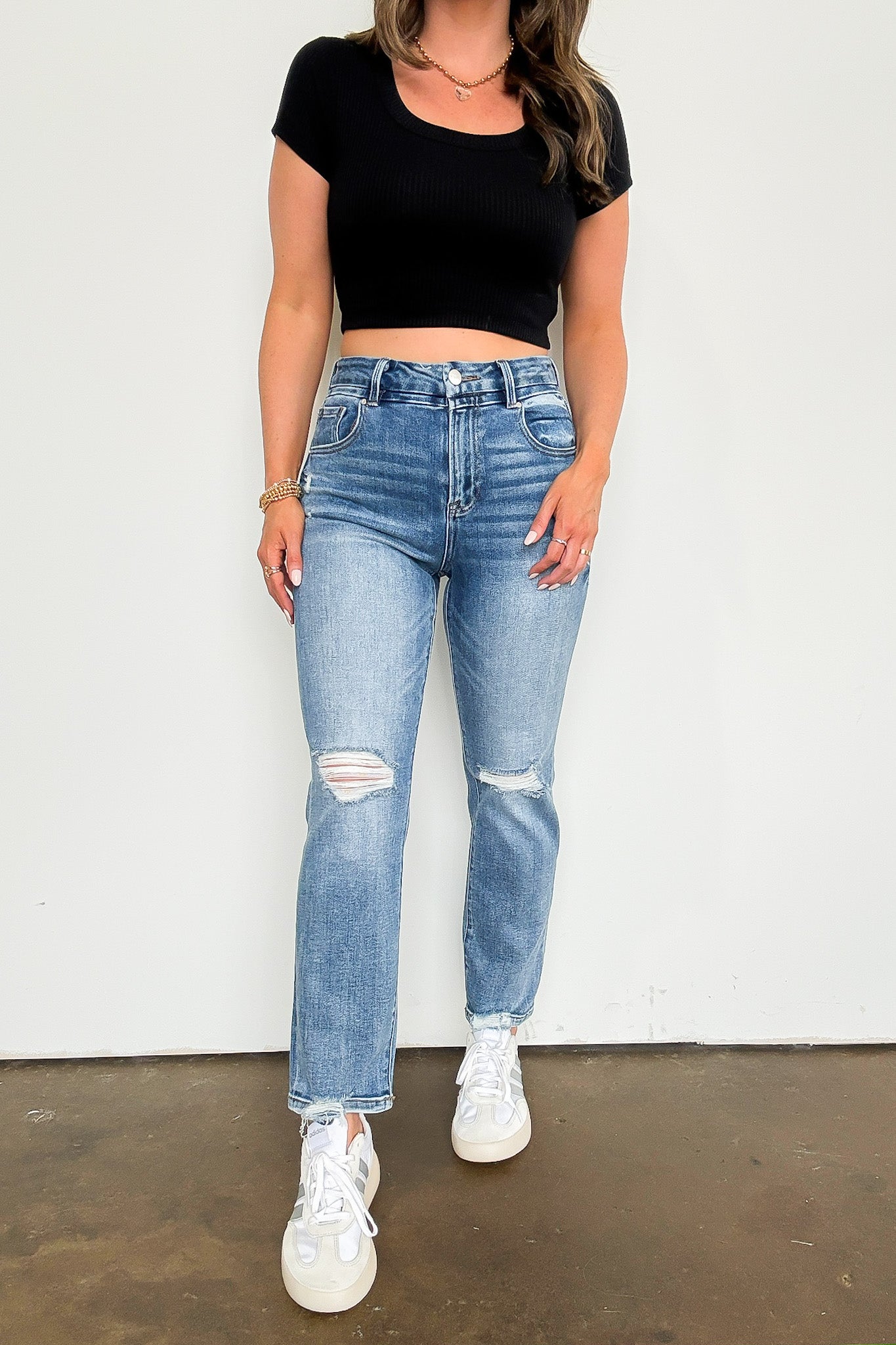 Sleek Horizons High Rise Crop Straight Jeans - Madison and Mallory