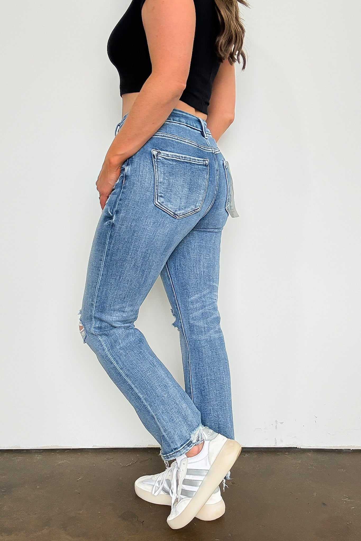 Sleek Horizons High Rise Crop Straight Jeans - Madison and Mallory