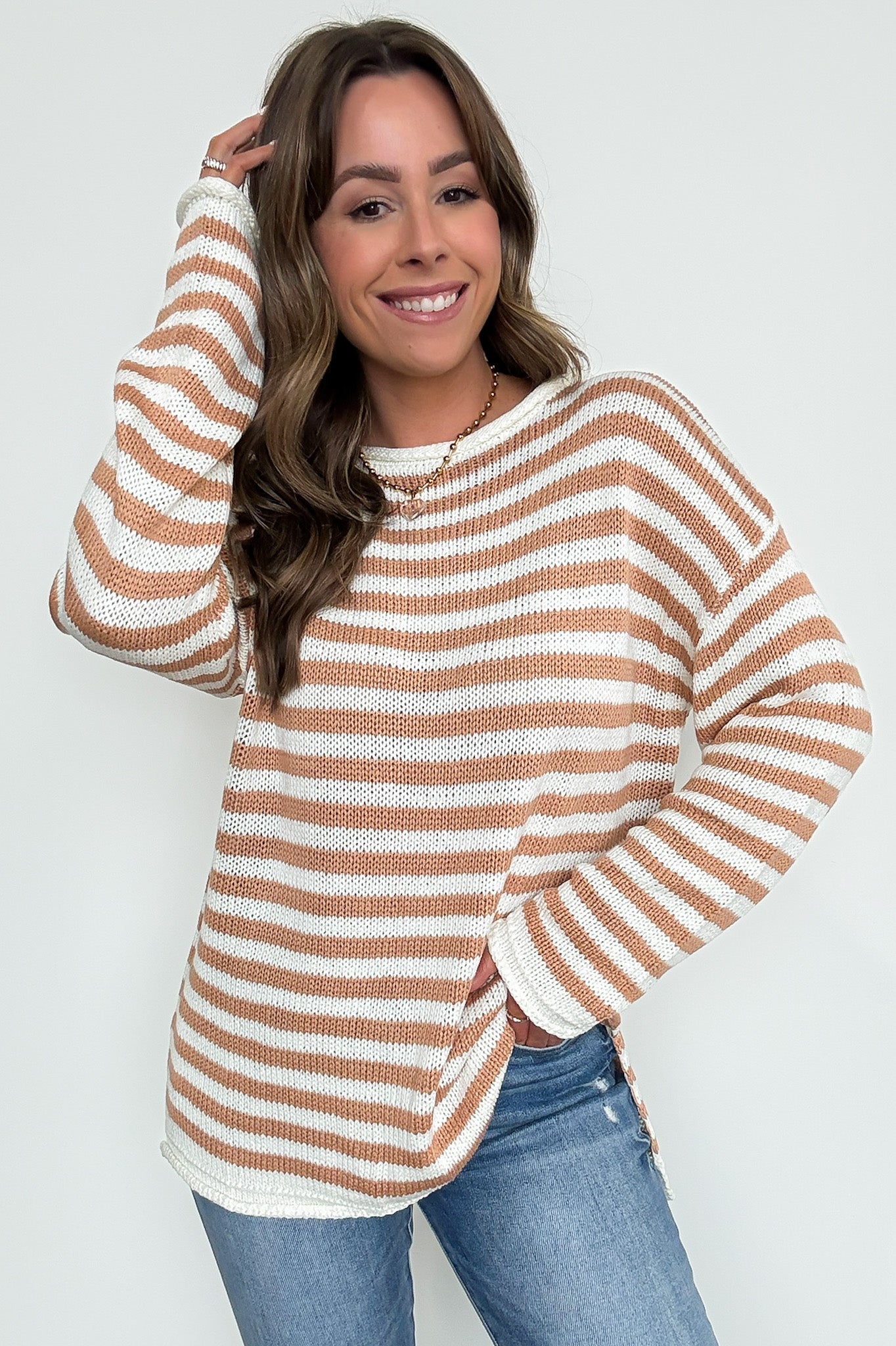 So Classic Striped Relaxed Knit Pullover - Madison and Mallory