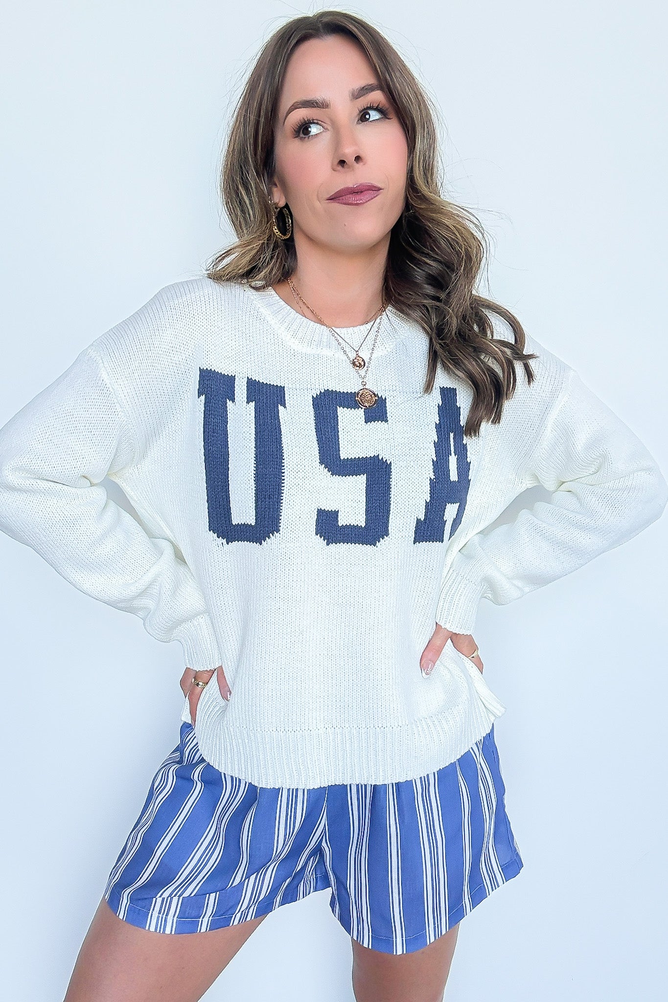 USA Graphic Knit Sweater - Madison and Mallory