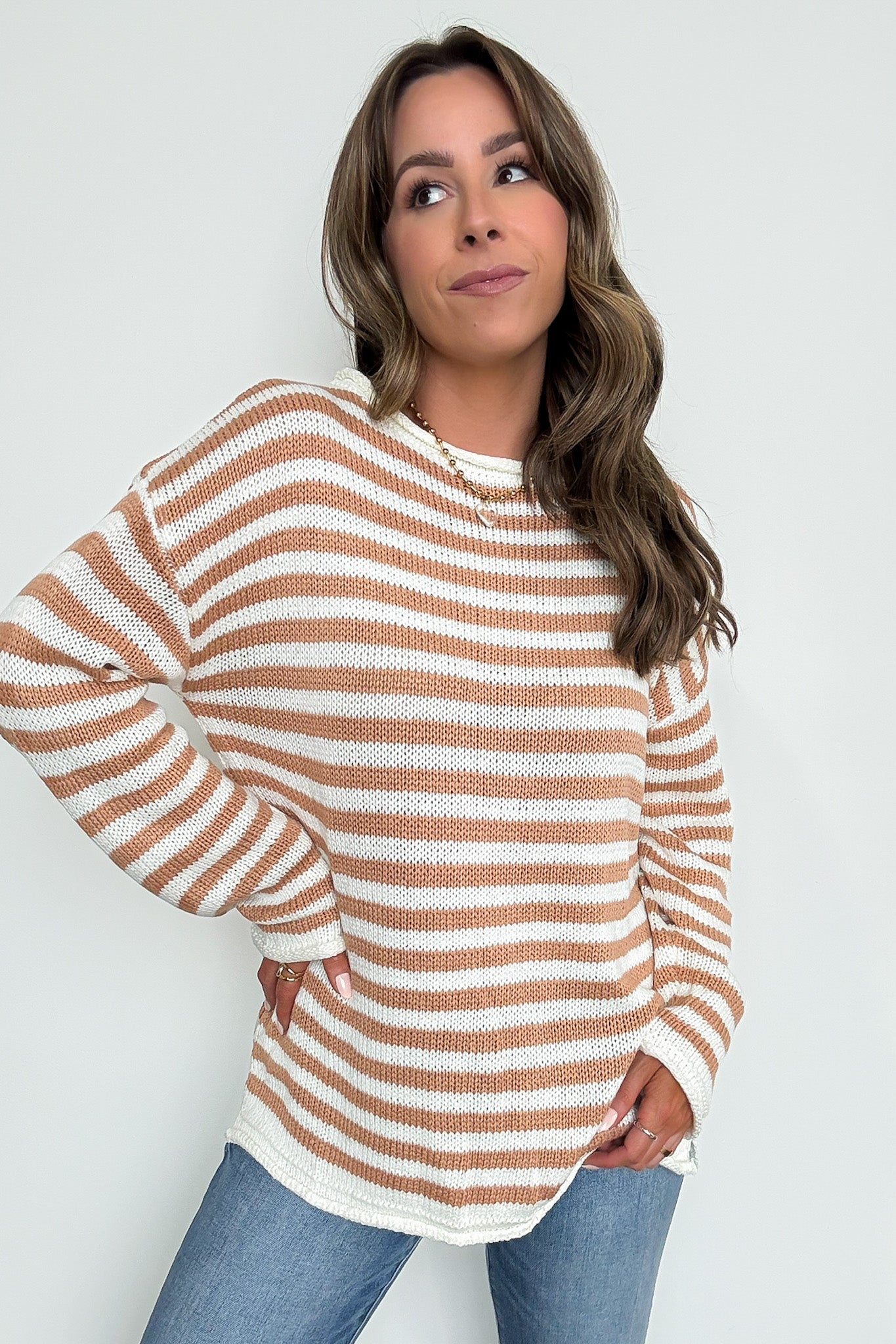 So Classic Striped Relaxed Knit Pullover - Madison and Mallory