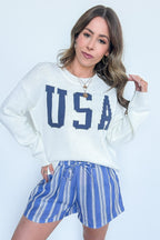 USA Graphic Knit Sweater - Madison and Mallory