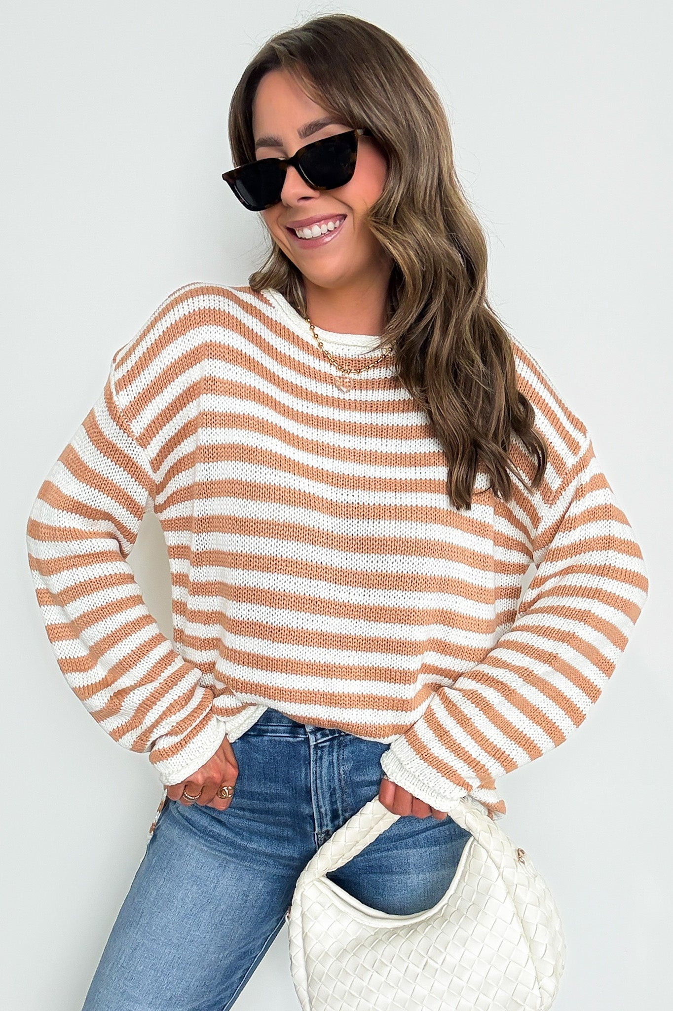 So Classic Striped Relaxed Knit Pullover - Madison and Mallory