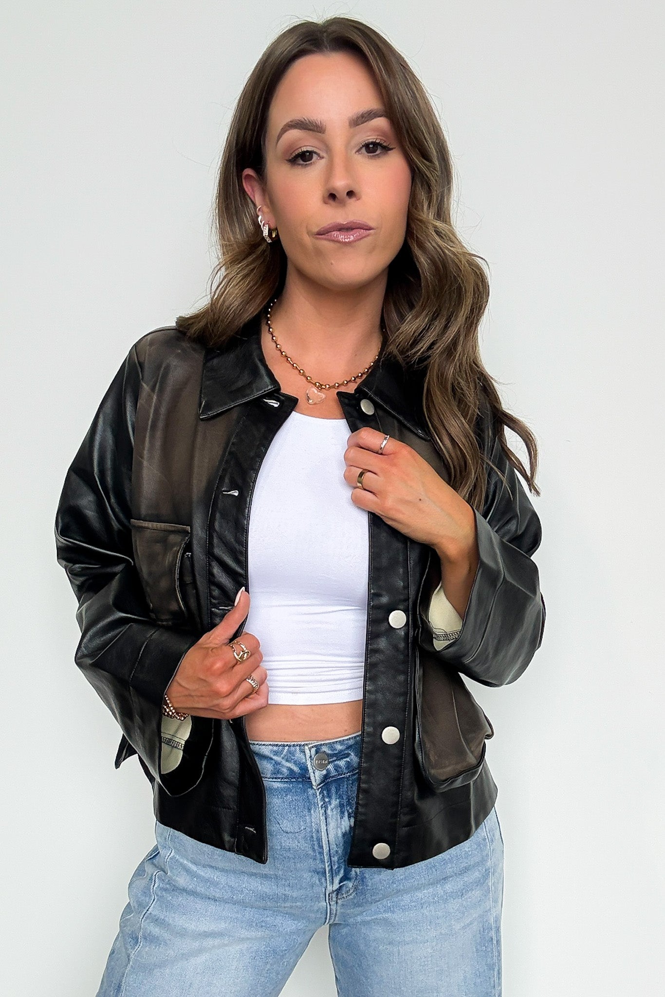 Invite Only Washed Faux Leather Jacket - Madison and Mallory