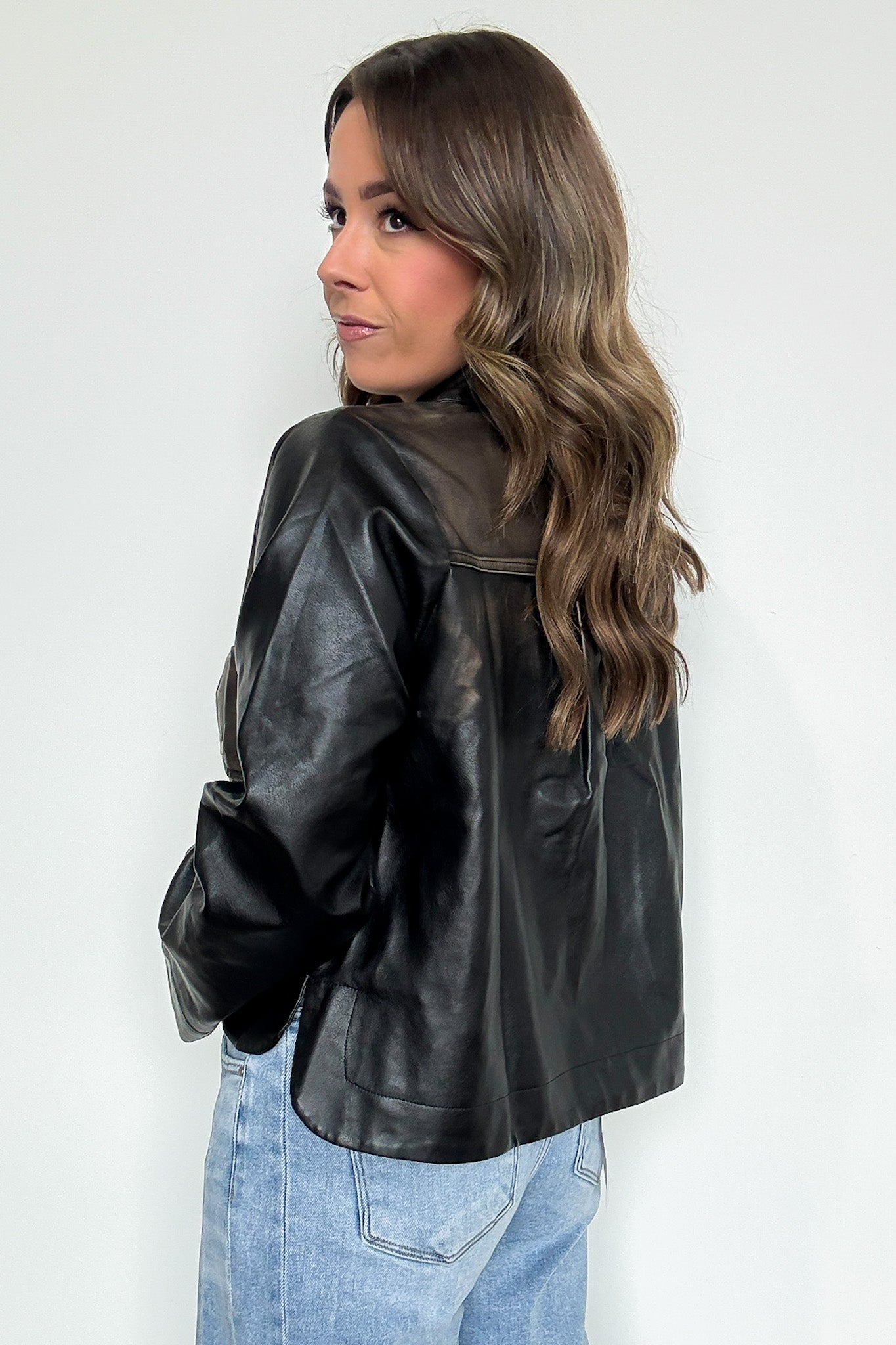 Invite Only Washed Faux Leather Jacket - Madison and Mallory