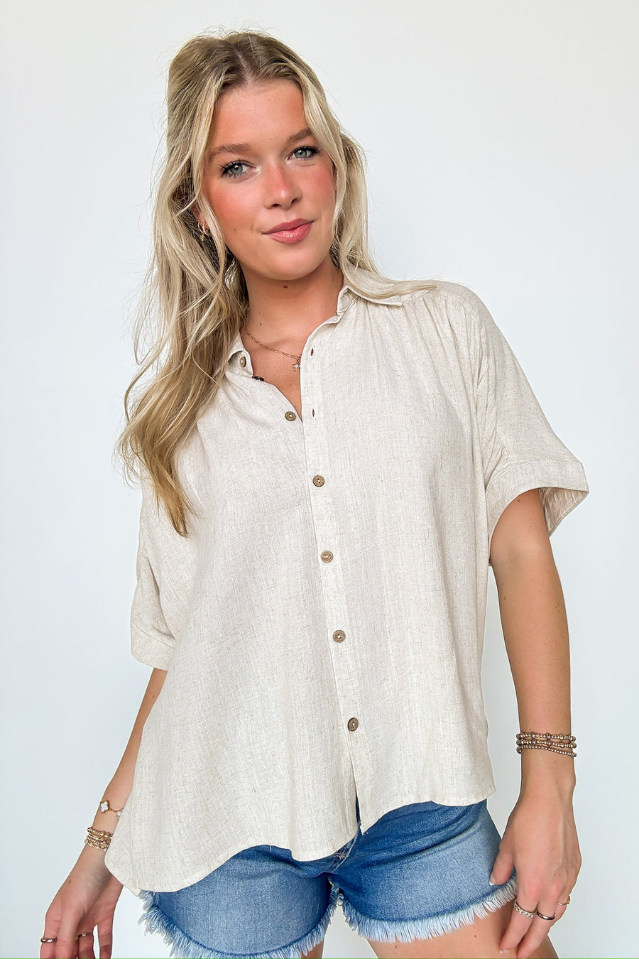 Elevated Decision Linen Button Down Top