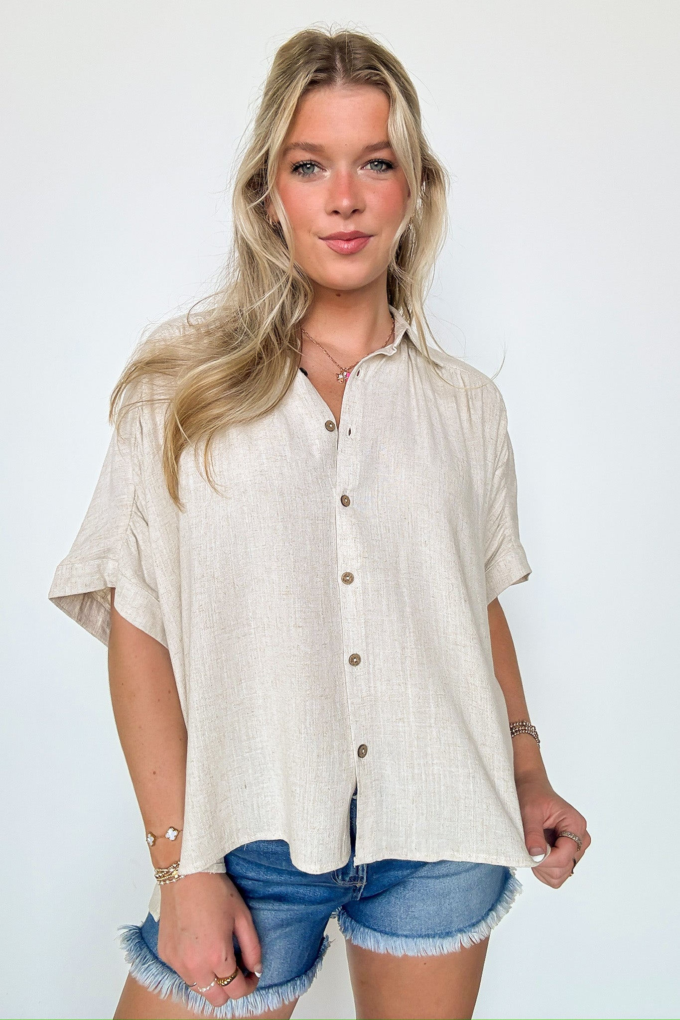  Elevated Decision Linen Button Down Top - BACK IN STOCK - Madison and Mallory
