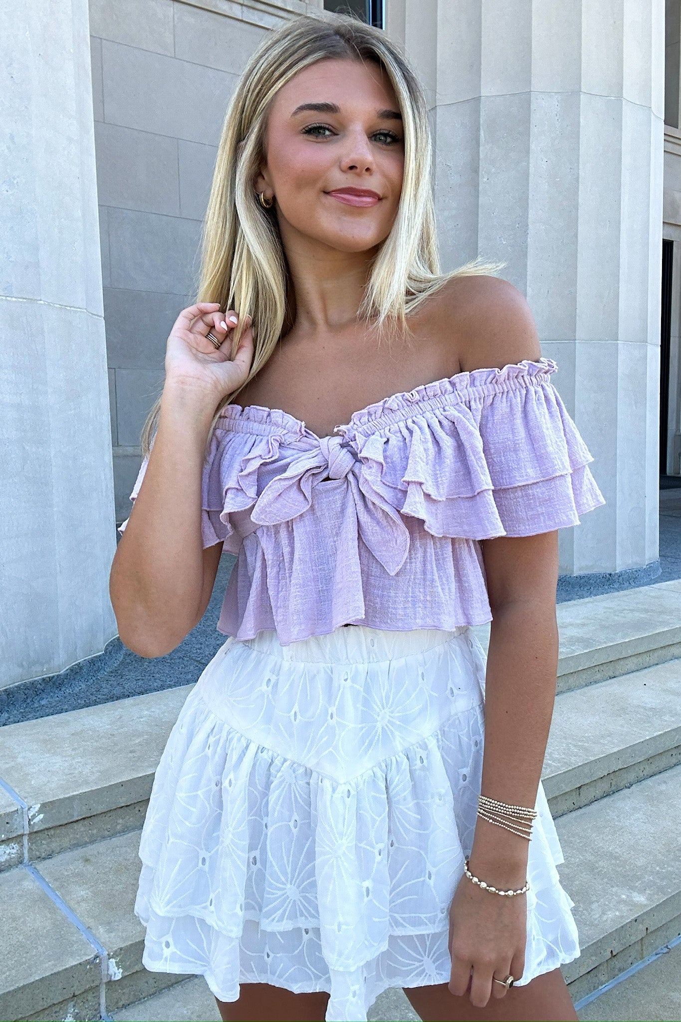  Delightful Design Front Tie Ruffle Top - FINAL SALE - Madison and Mallory
