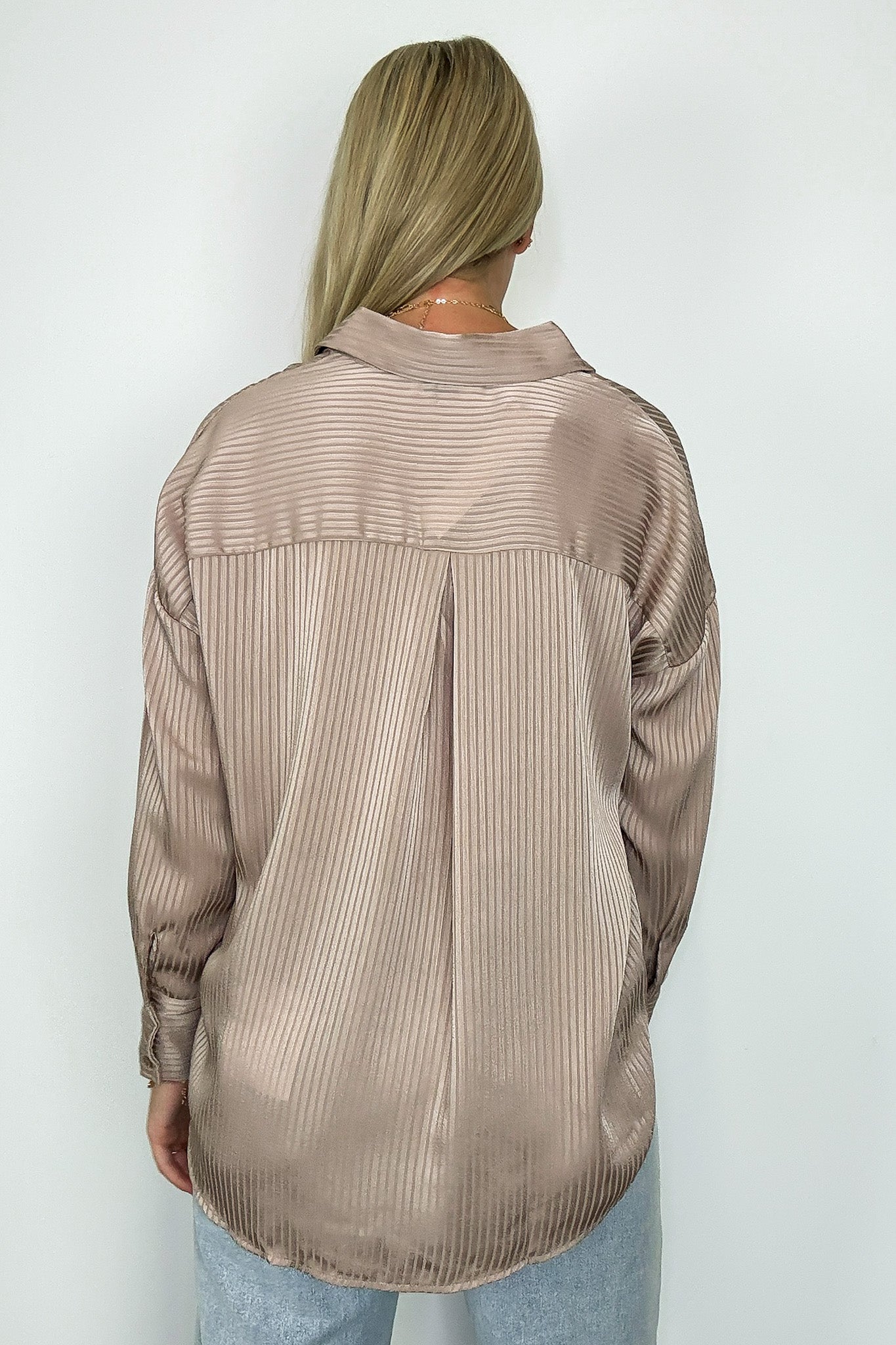 Samantha Satin Pinstripe Button Down Top - FINAL SALE - Madison and Mallory