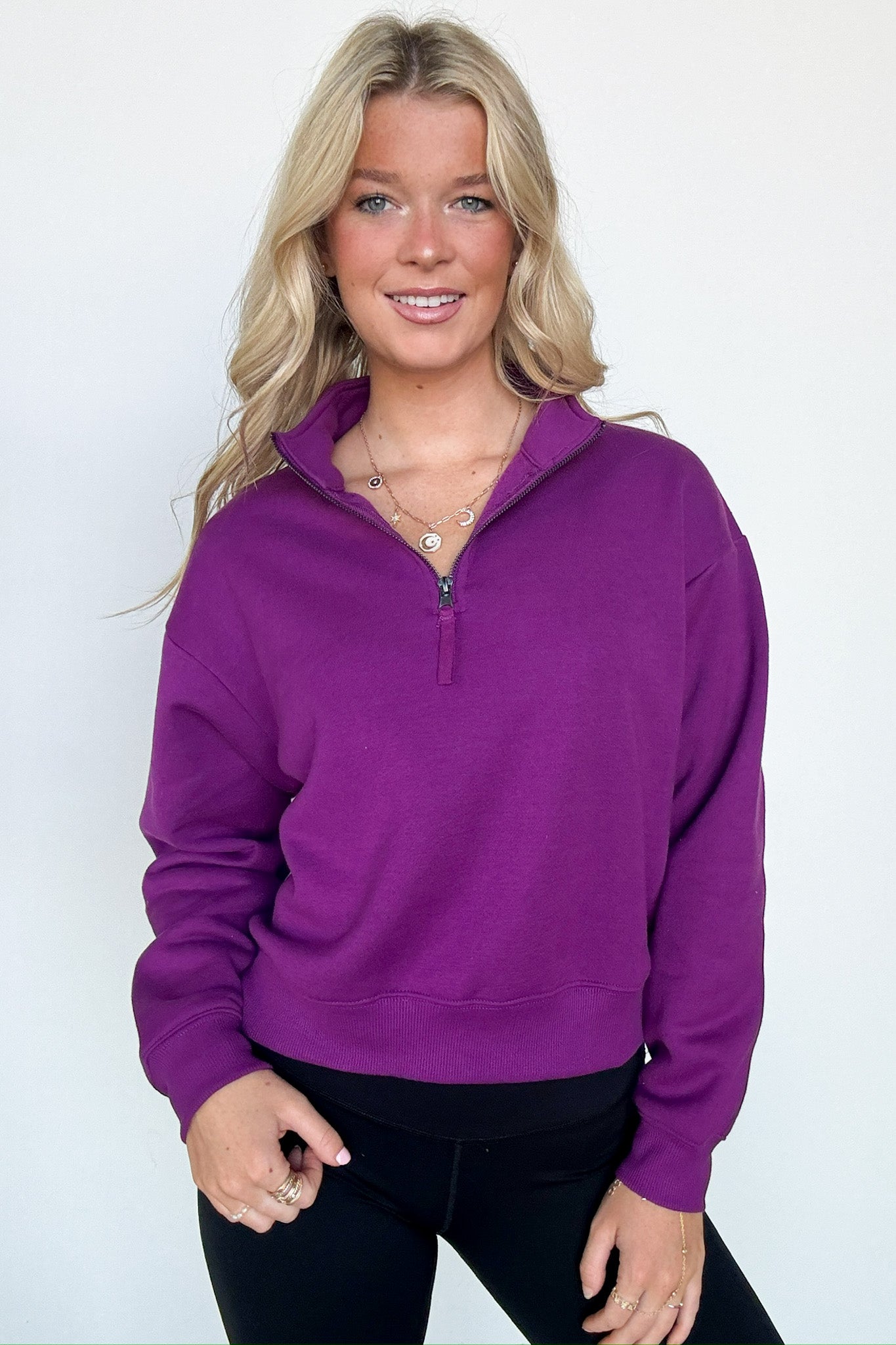 Light Plum / S Haven Half Zip Fleece Pullover - Madison and Mallory