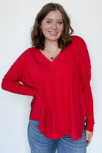  Sophie V-Neck Ribbed Hem Sweater - BACK IN STOCK - Madison and Mallory