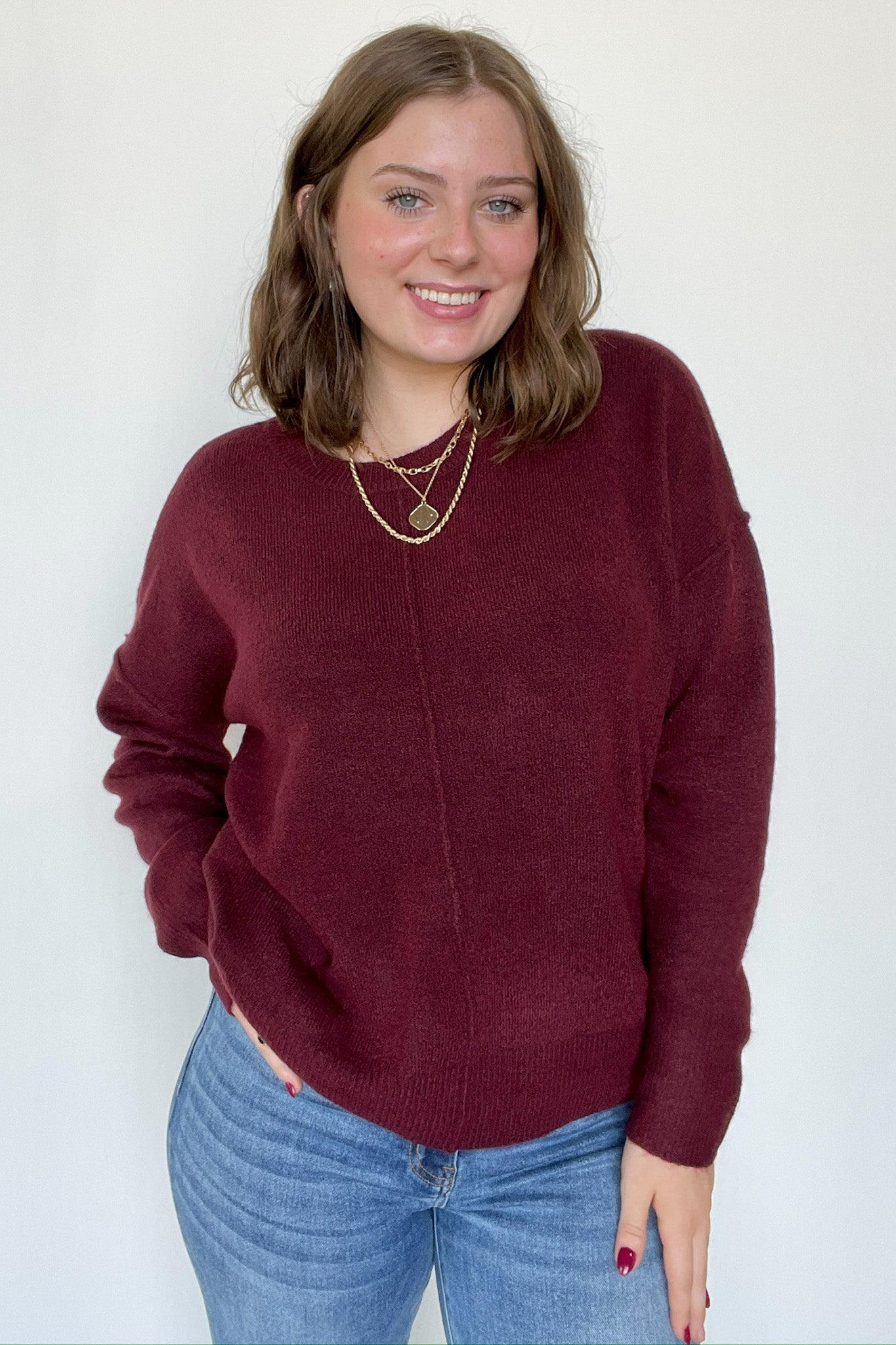 Kyah Front Seam Crewneck Sweater - FINAL SALE - Madison and Mallory