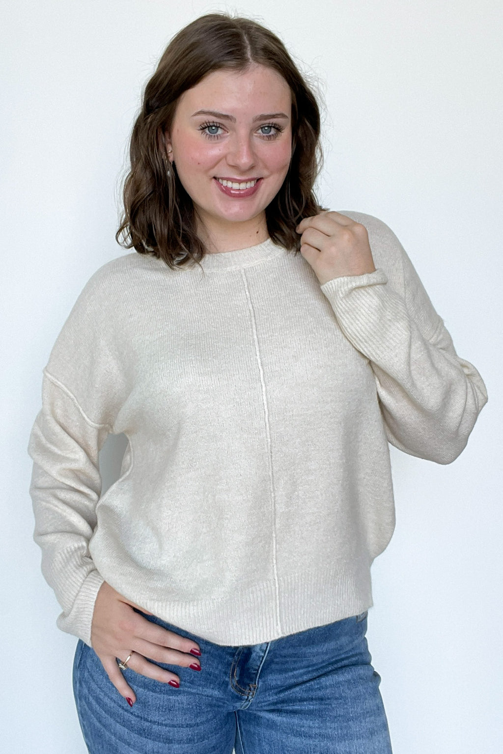 Kyah Front Seam Crewneck Sweater - FINAL SALE - Madison and Mallory