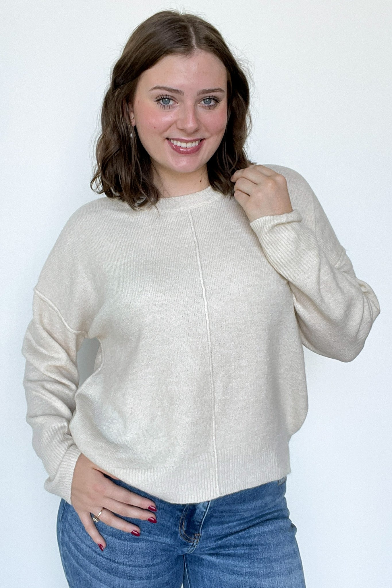 Kyah Front Seam Crewneck Sweater - FINAL SALE - Madison and Mallory