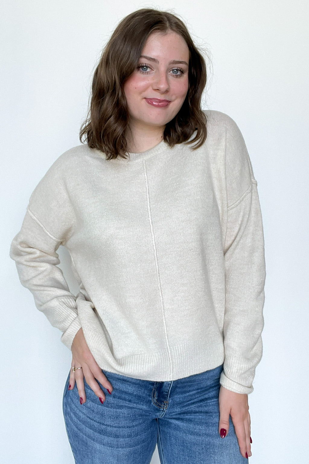 Kyah Front Seam Crewneck Sweater - FINAL SALE - Madison and Mallory