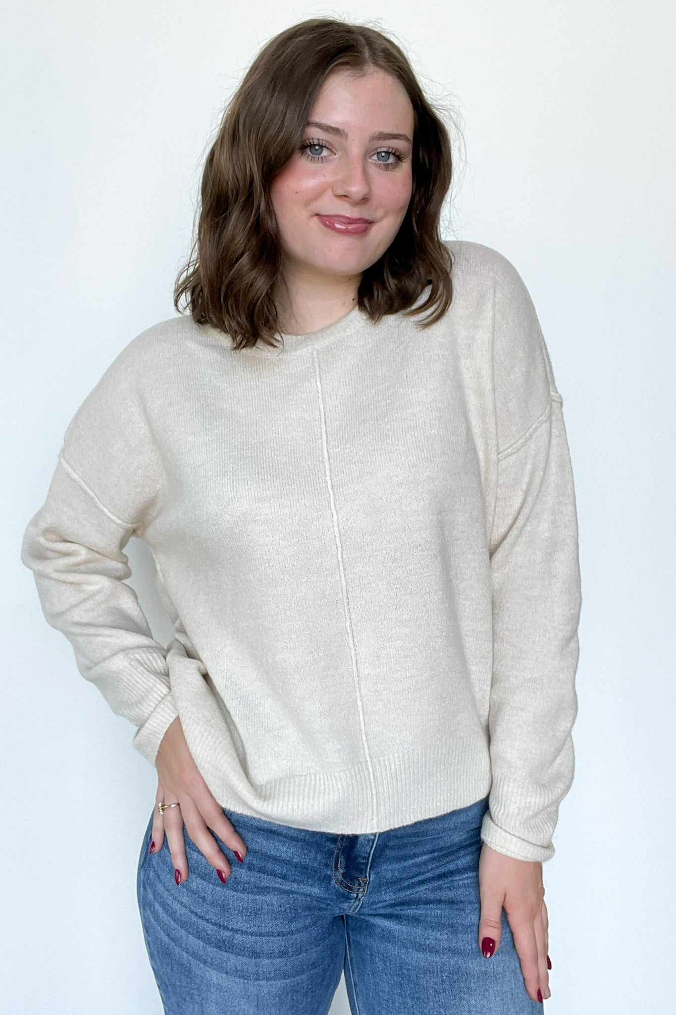 Kyah Front Seam Crewneck Sweater - FINAL SALE - Madison and Mallory