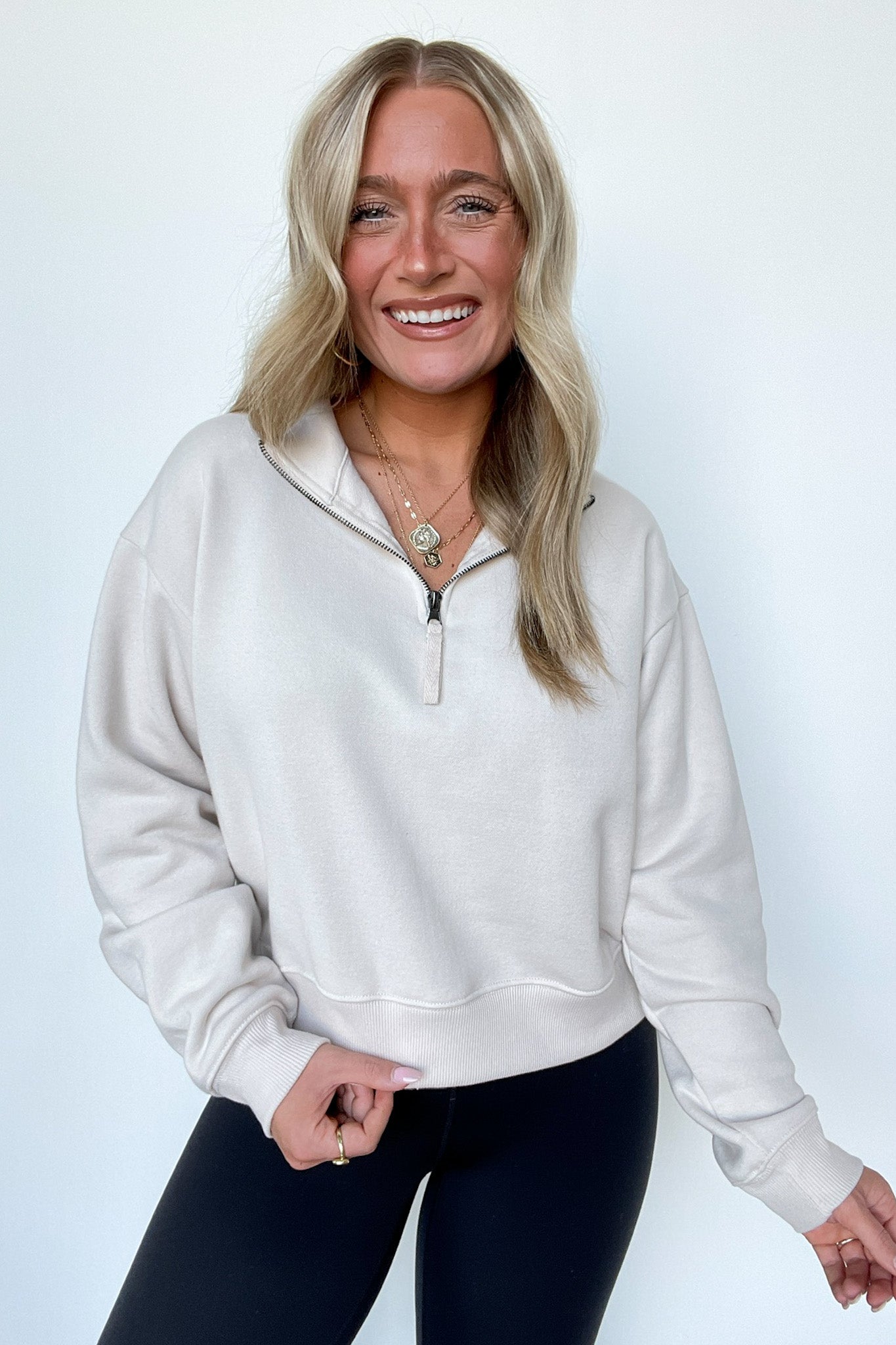 Sand Beige / S Haven Half Zip Fleece Pullover - Madison and Mallory