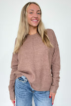 Deep Taupe / S Kyah Front Seam Crewneck Sweater - FINAL SALE - Madison and Mallory