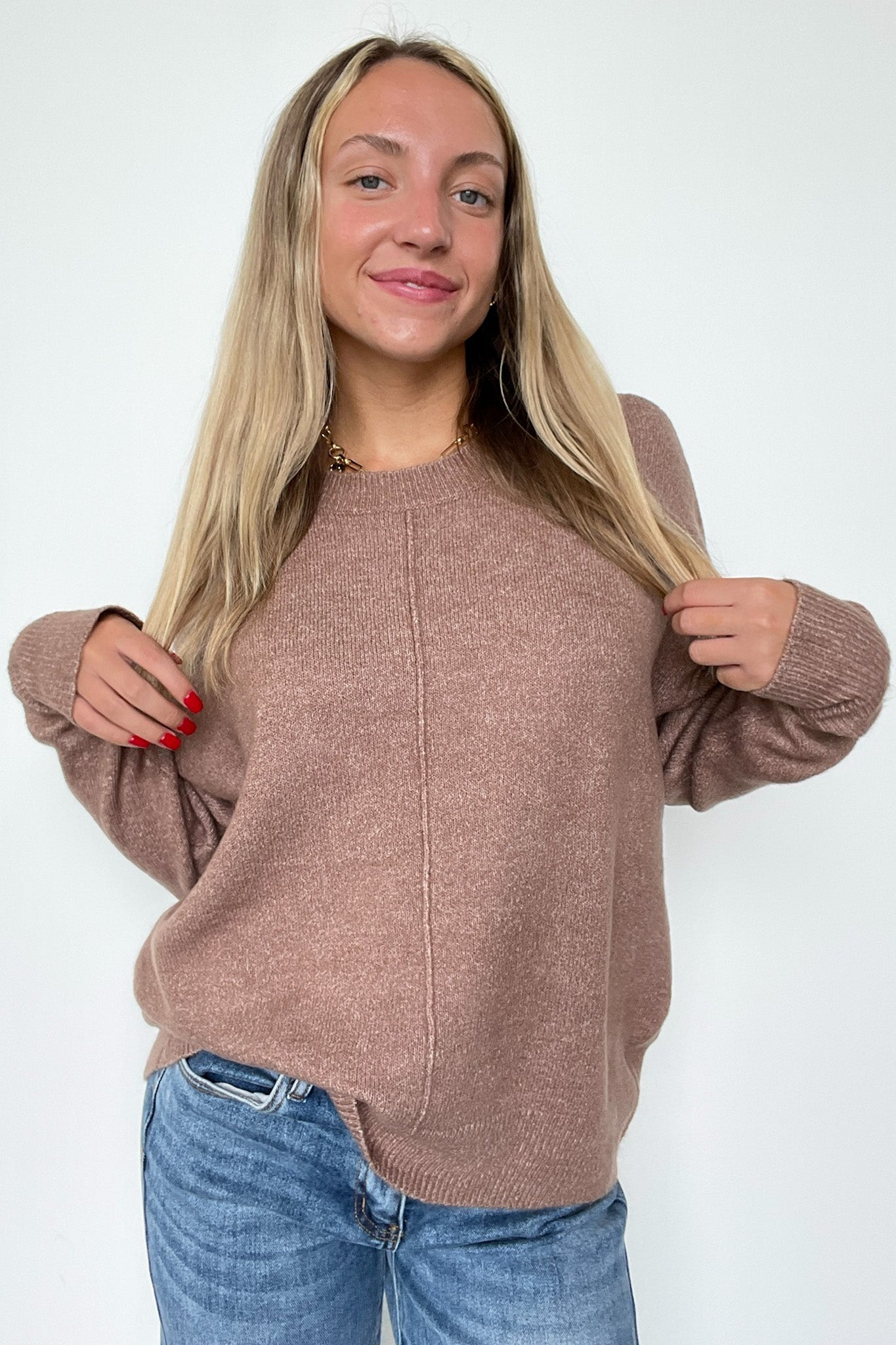 Kyah Front Seam Crewneck Sweater - FINAL SALE - Madison and Mallory