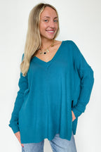  Sophie V-Neck Ribbed Hem Sweater - BACK IN STOCK - Madison and Mallory