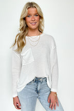Lorenah Drop Shoulder Waffle Knit Pocket Top - FINAL SALE - Madison and Mallory