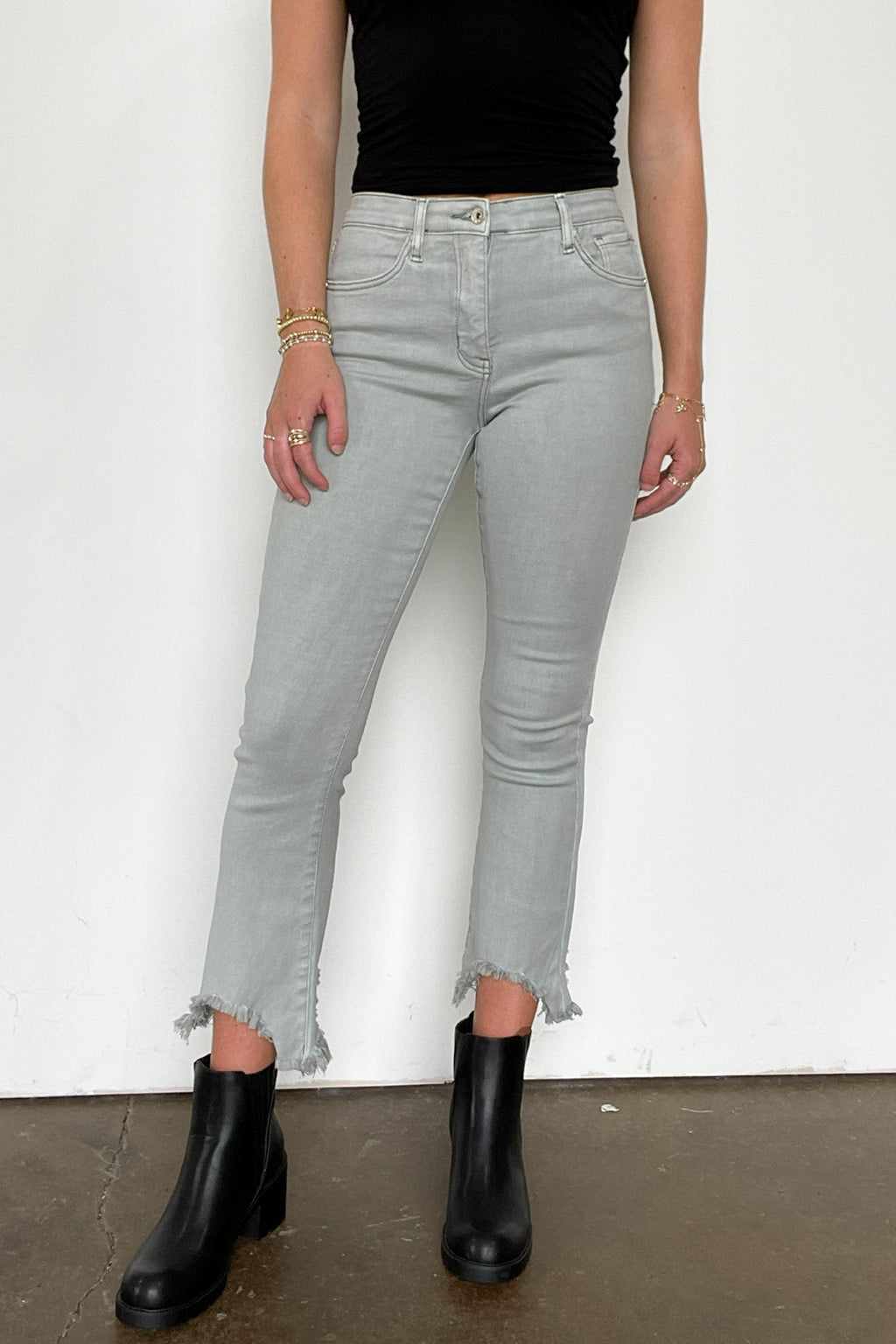 Kelsea Mid Rise Kick Flare Distressed Jeans - FINAL SALE - Madison and Mallory