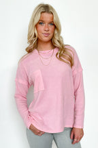 Dark Pink / S Chill Essentials Ribbed Brushed Knit Pocket Top - FINAL SALE - Madison and Mallory