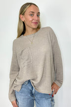 Lorenah Drop Shoulder Waffle Knit Pocket Top - FINAL SALE - Madison and Mallory