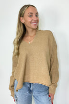 Annalyn Exposed Seam V-Neck Sweater - FINAL SALE - Madison and Mallory