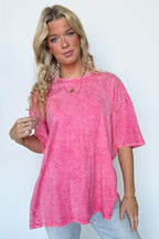 Fuchsia / SM Weekend Awaits Mineral Wash Oversized Top - BACK IN STOCK - Madison and Mallory