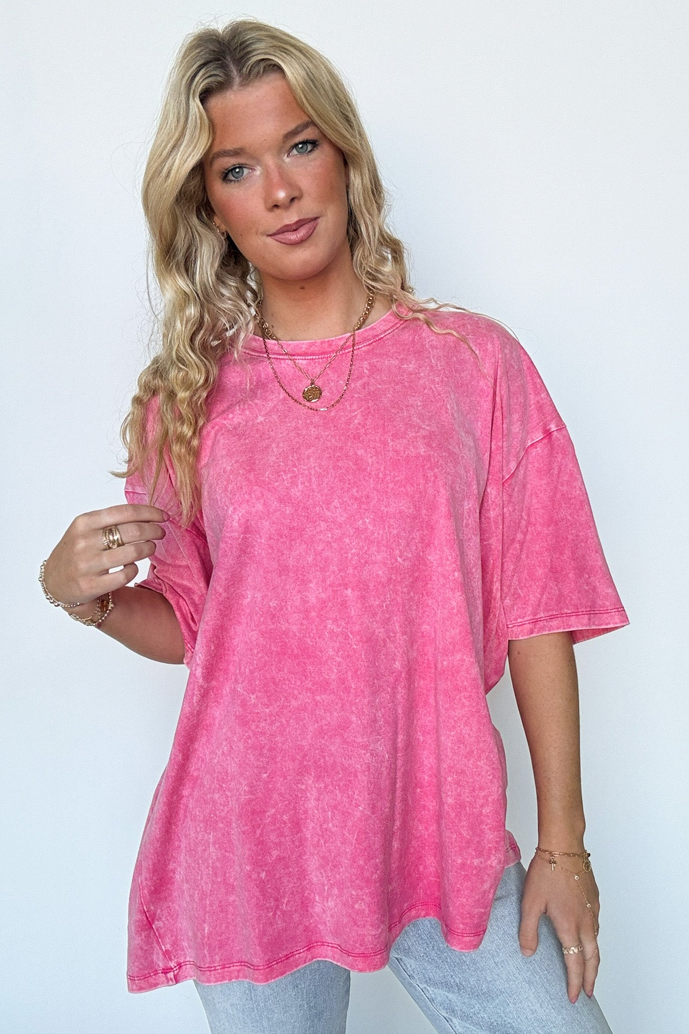 Fuchsia / SM Weekend Awaits Mineral Wash Oversized Top - BACK IN STOCK - Madison and Mallory