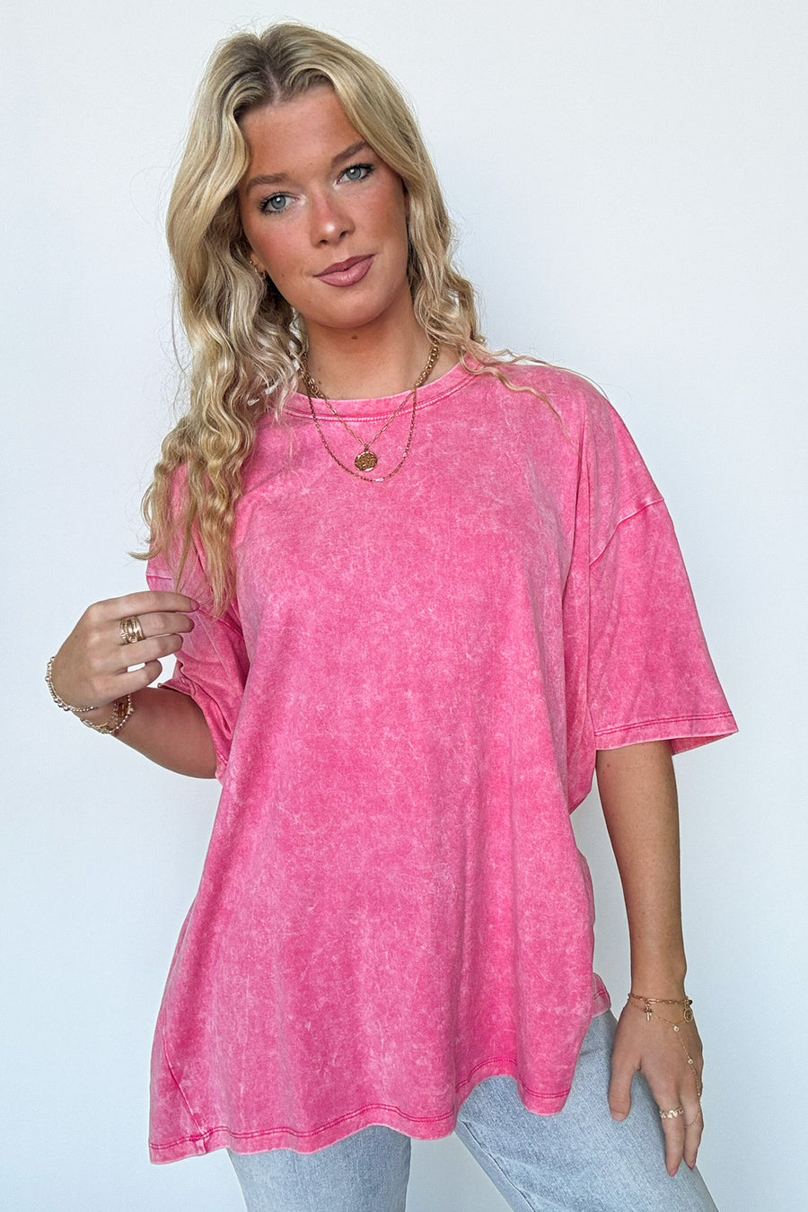 Fuchsia / SM Weekend Awaits Mineral Wash Oversized Top - BACK IN STOCK - Madison and Mallory