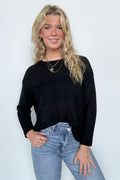Black / SM Lorenah Drop Shoulder Waffle Knit Pocket Top - FINAL SALE - Madison and Mallory