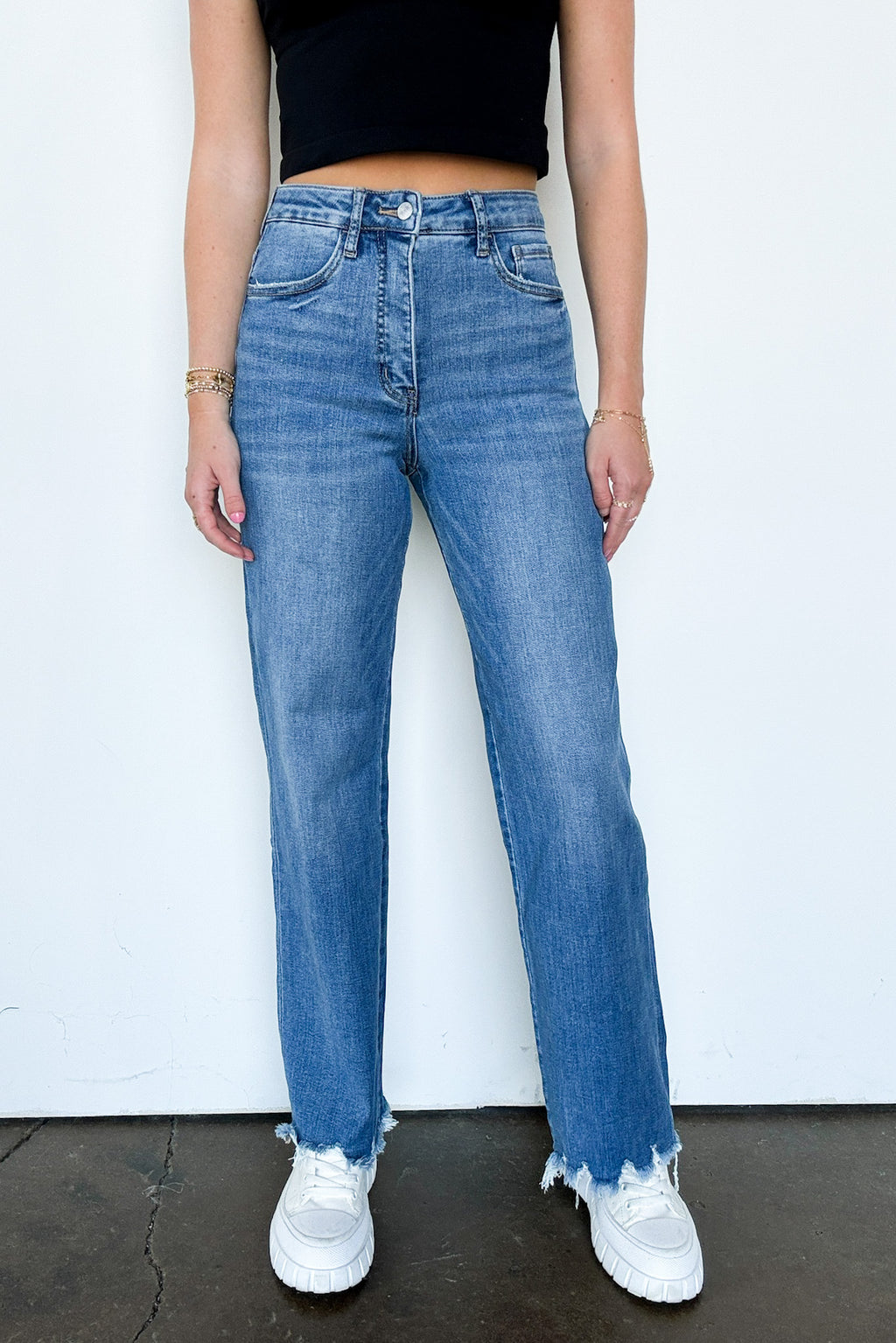 25 / Medium Easy Stride Tummy Control 90's Vintage Super High Loose Jeans - Madison and Mallory