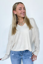 Annalyn Exposed Seam V-Neck Sweater - FINAL SALE - Madison and Mallory