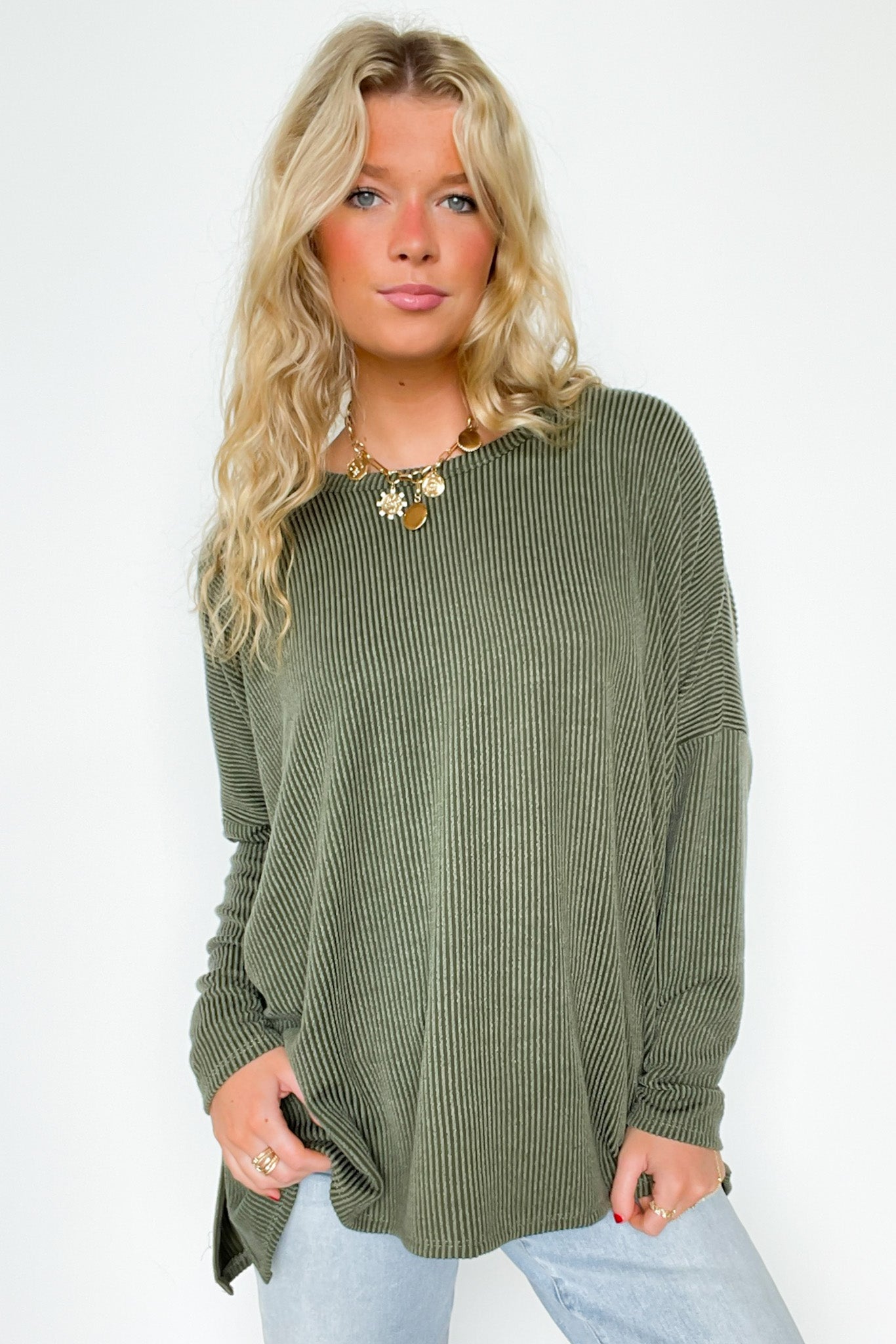 Cozy Bliss Long Sleeve Ribbed Knit Oversized Top - FINAL SALE - Madison and Mallory