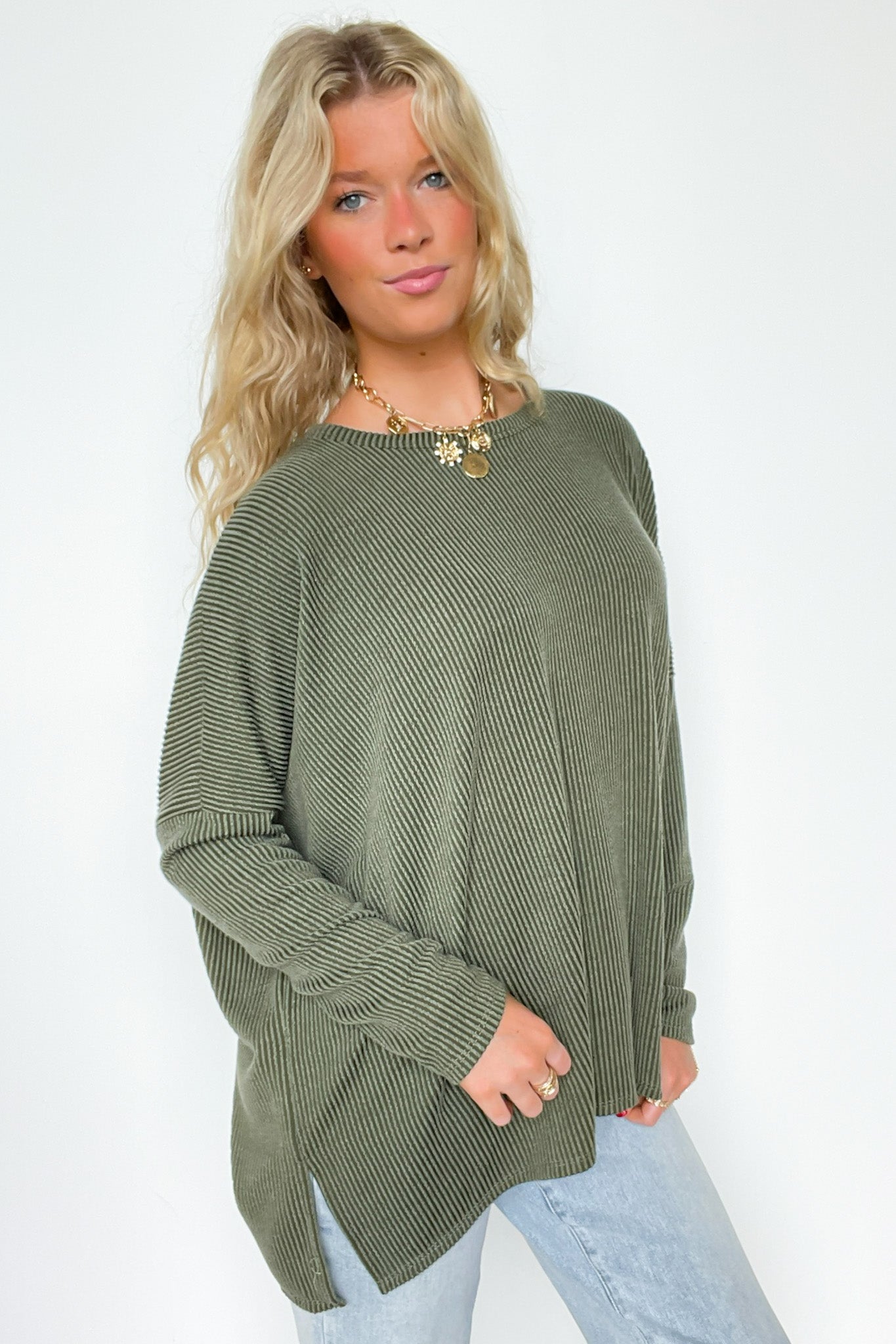Cozy Bliss Long Sleeve Ribbed Knit Oversized Top - FINAL SALE - Madison and Mallory