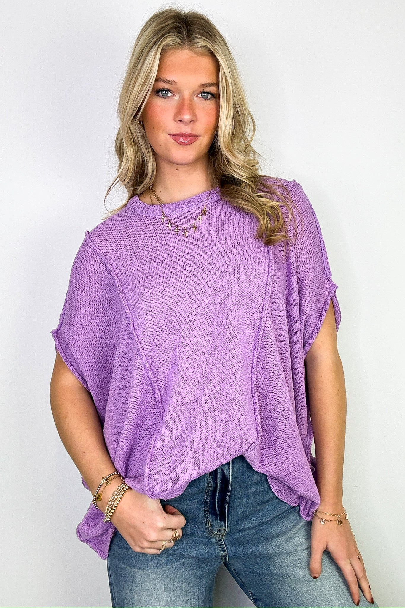 Candice Drop Shoulder Exposed Seam Sweater - BACK IN STOCK