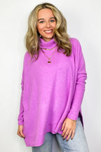 Cozy Harmony Brushed Melange Knit Cowl Neck Poncho Sweater - FINAL SALE