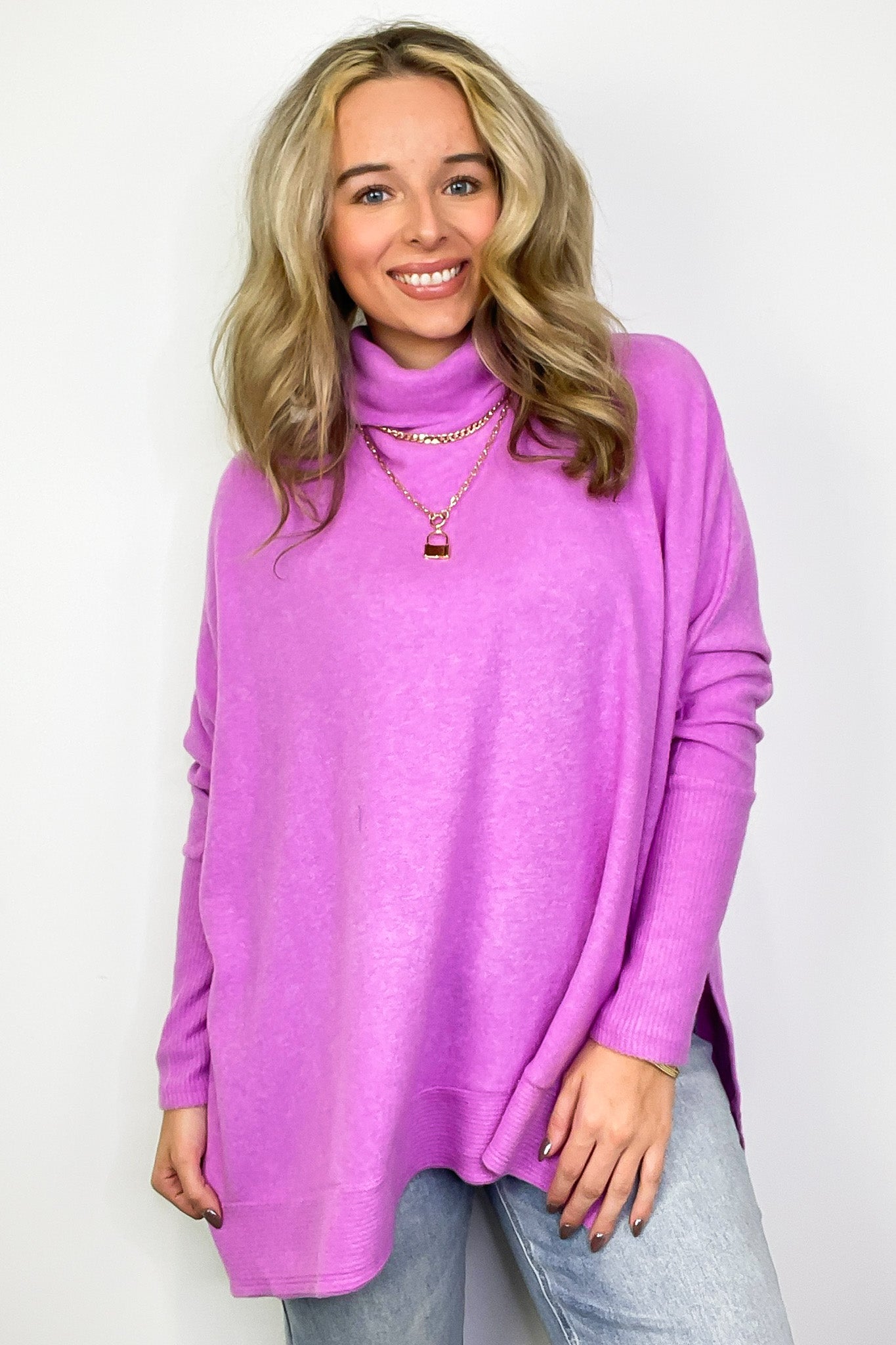 Cozy Harmony Brushed Melange Knit Cowl Neck Poncho Sweater - FINAL SALE