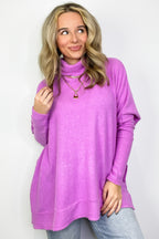 Cozy Harmony Brushed Melange Knit Cowl Neck Poncho Sweater - FINAL SALE - Madison and Mallory