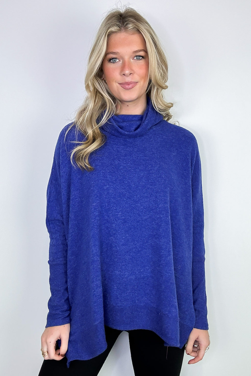 Cozy Harmony Brushed Melange Knit Cowl Neck Poncho Sweater - FINAL SALE - Madison and Mallory
