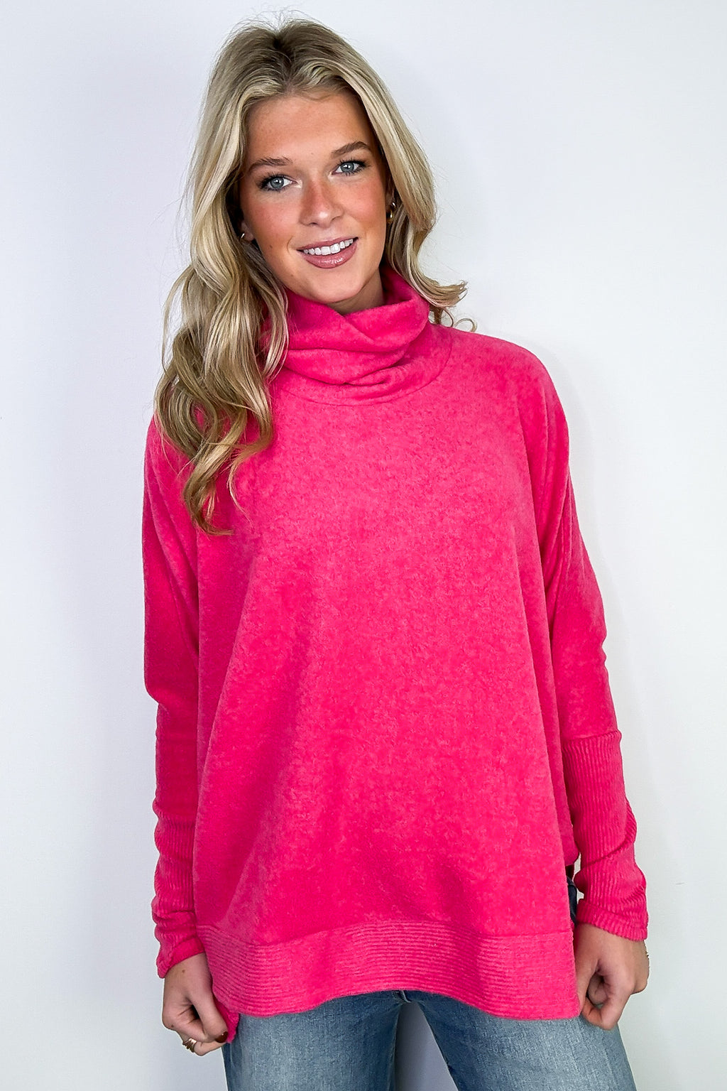 Cozy Harmony Brushed Melange Knit Cowl Neck Poncho Sweater - FINAL SALE - Madison and Mallory