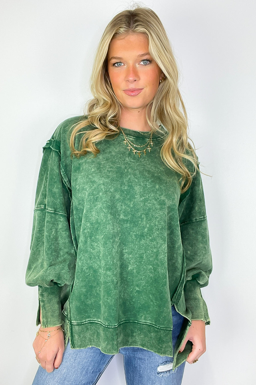 August Glow Acid Wash Pullover - BACK IN STOCK - Madison and Mallory