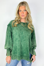 August Glow Acid Wash Pullover - BACK IN STOCK - Madison and Mallory