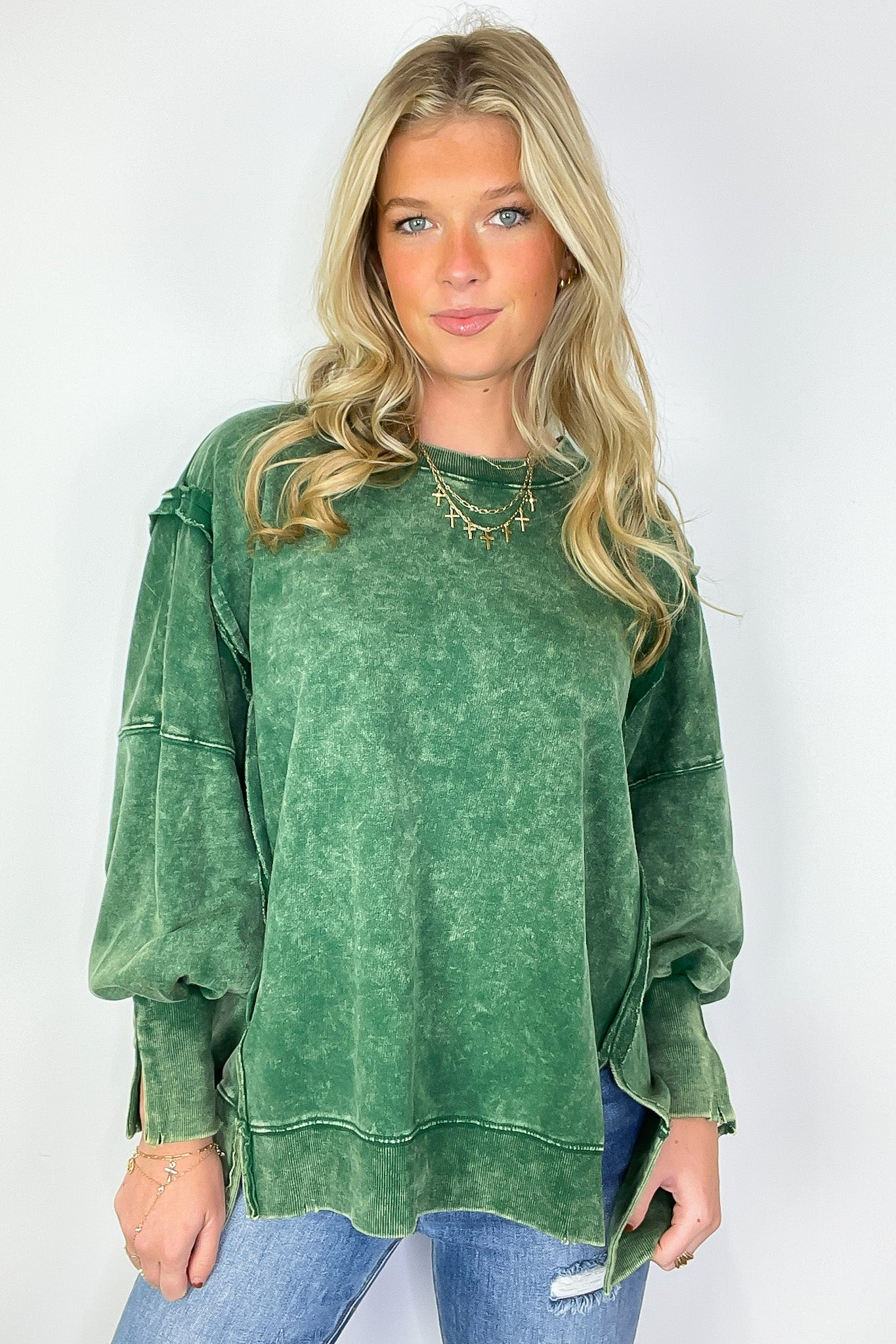 August Glow Acid Wash Pullover - BACK IN STOCK - Madison and Mallory