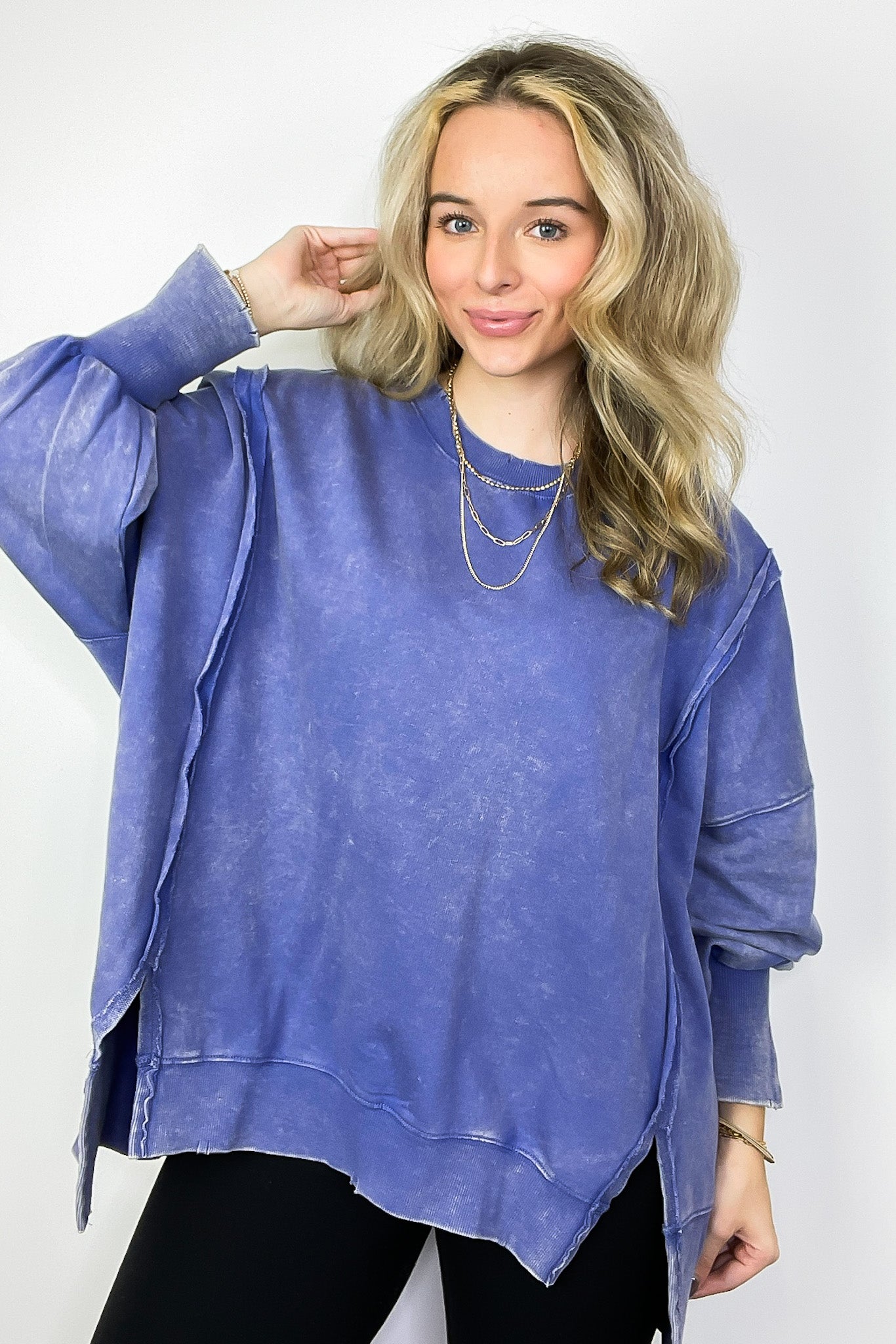 August Glow Acid Wash Pullover - BACK IN STOCK - Madison and Mallory