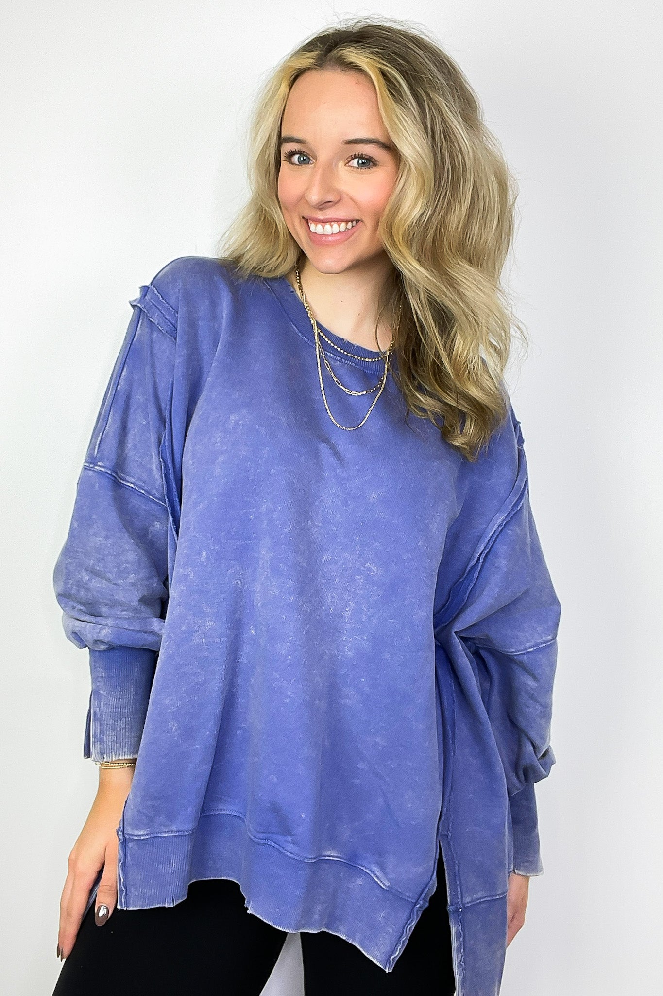 August Glow Acid Wash Pullover - BACK IN STOCK - Madison and Mallory