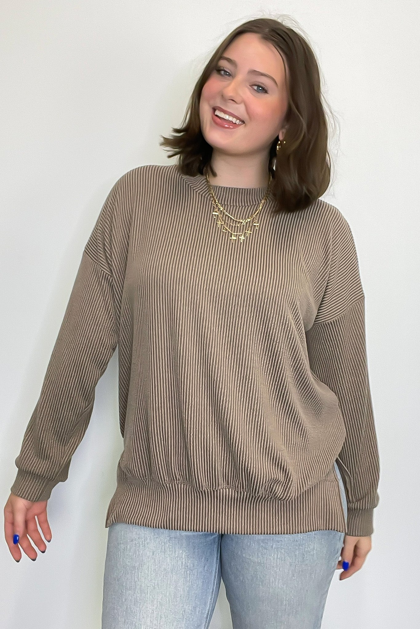 Pressley Rib Knit Side Slit Pullover - BACK IN STOCK